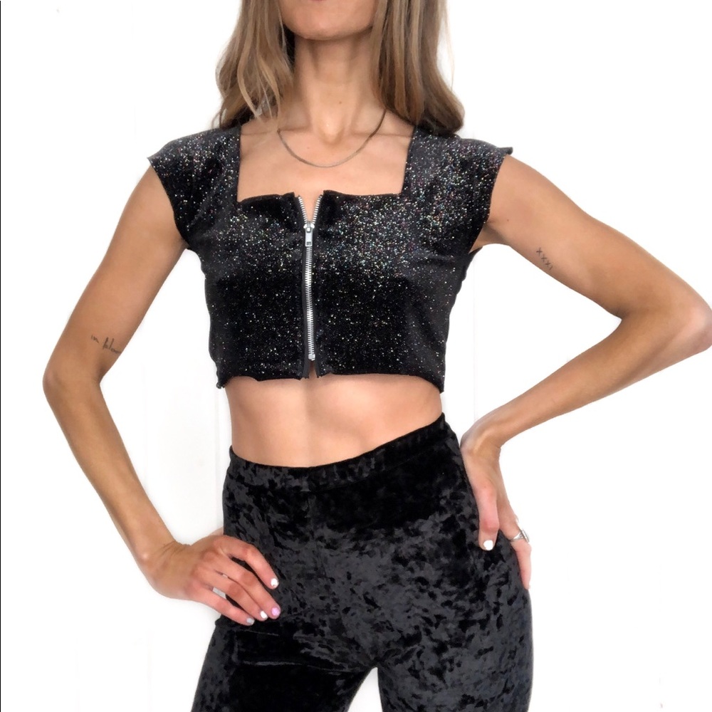 Handmade zipper crop top